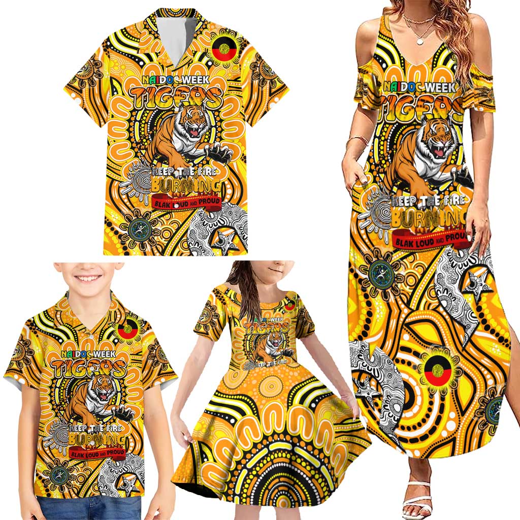Custom Richmond Tiger NAIDOC Week 2024 Family Matching Summer Maxi Dress and Hawaiian Shirt Mascot Football