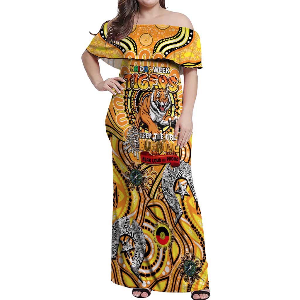 Custom Richmond Tiger NAIDOC Week 2024 Off Shoulder Maxi Dress Mascot Football