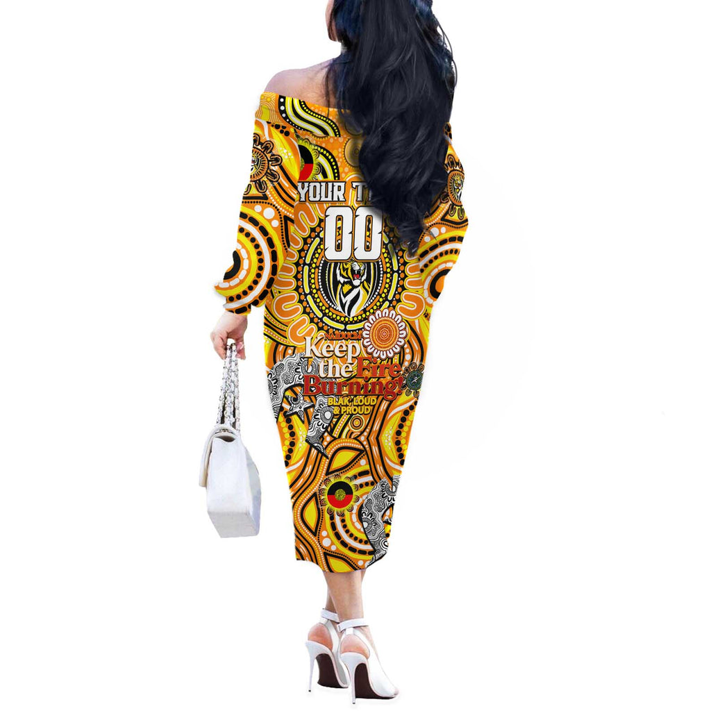 Custom Richmond Tiger NAIDOC Week 2024 Off The Shoulder Long Sleeve Dress Mascot Football