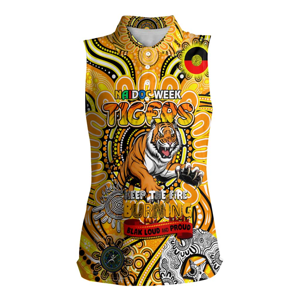 Custom Richmond Tiger NAIDOC Week 2024 Women Sleeveless Polo Shirt Mascot Football