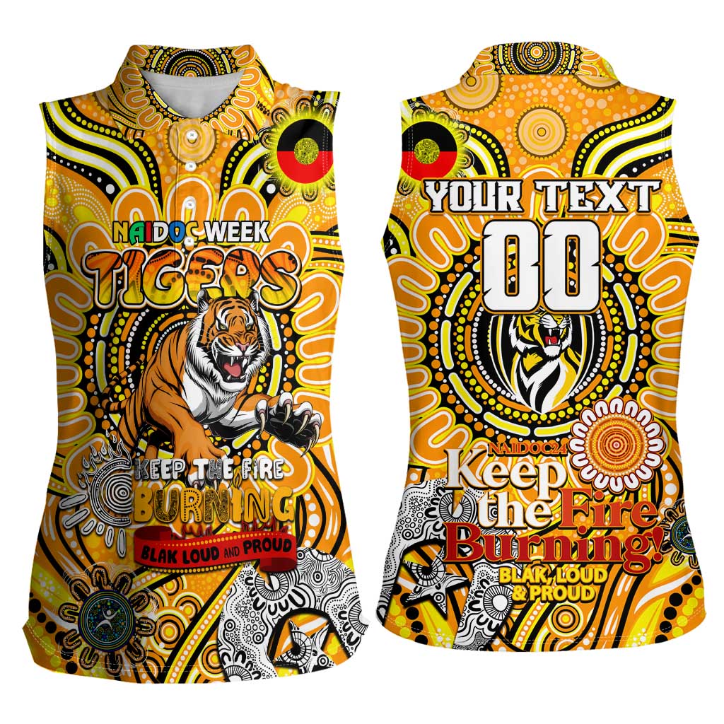 Custom Richmond Tiger NAIDOC Week 2024 Women Sleeveless Polo Shirt Mascot Football
