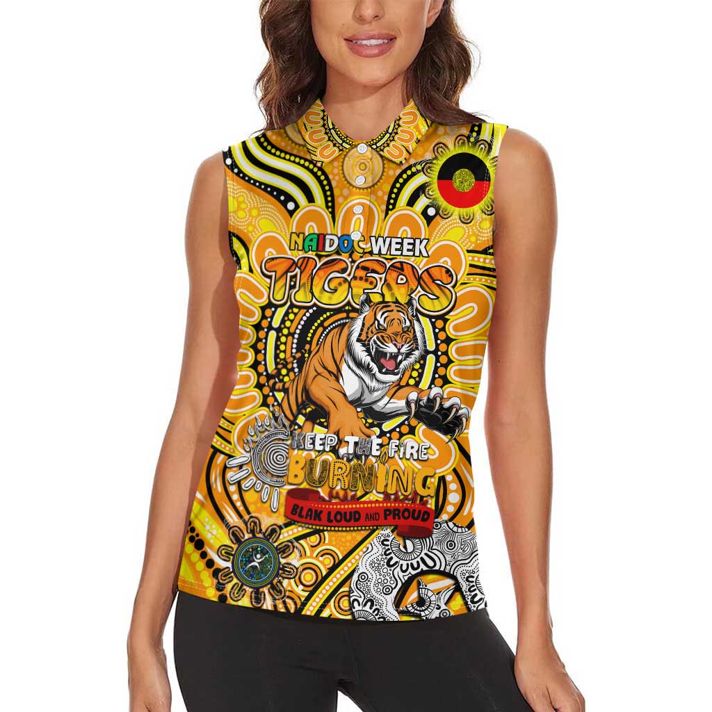 Custom Richmond Tiger NAIDOC Week 2024 Women Sleeveless Polo Shirt Mascot Football