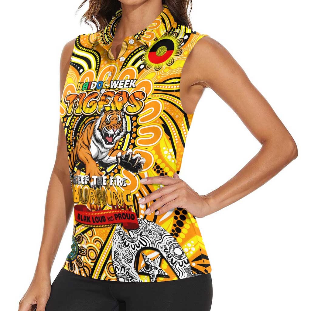 Custom Richmond Tiger NAIDOC Week 2024 Women Sleeveless Polo Shirt Mascot Football