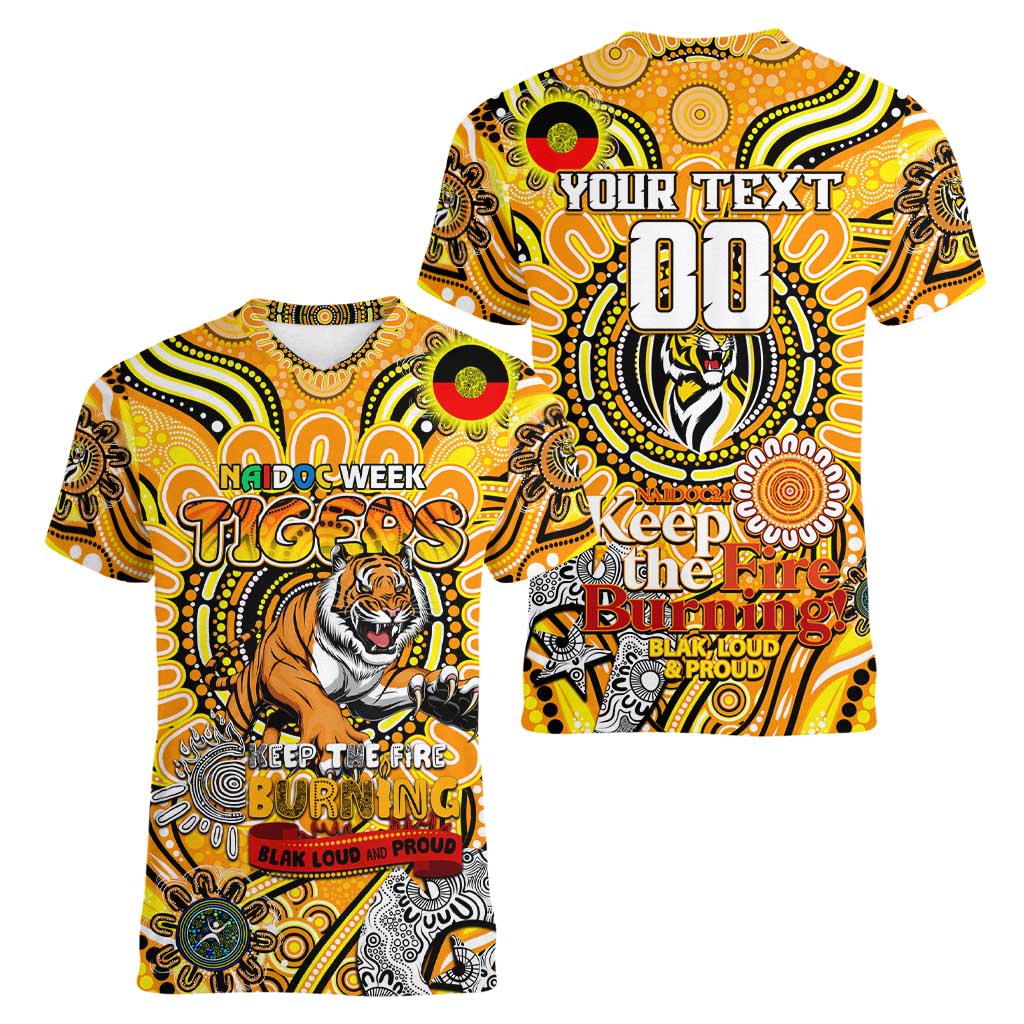 Custom Richmond Tiger NAIDOC Week 2024 Women V-Neck T-Shirt Mascot Football