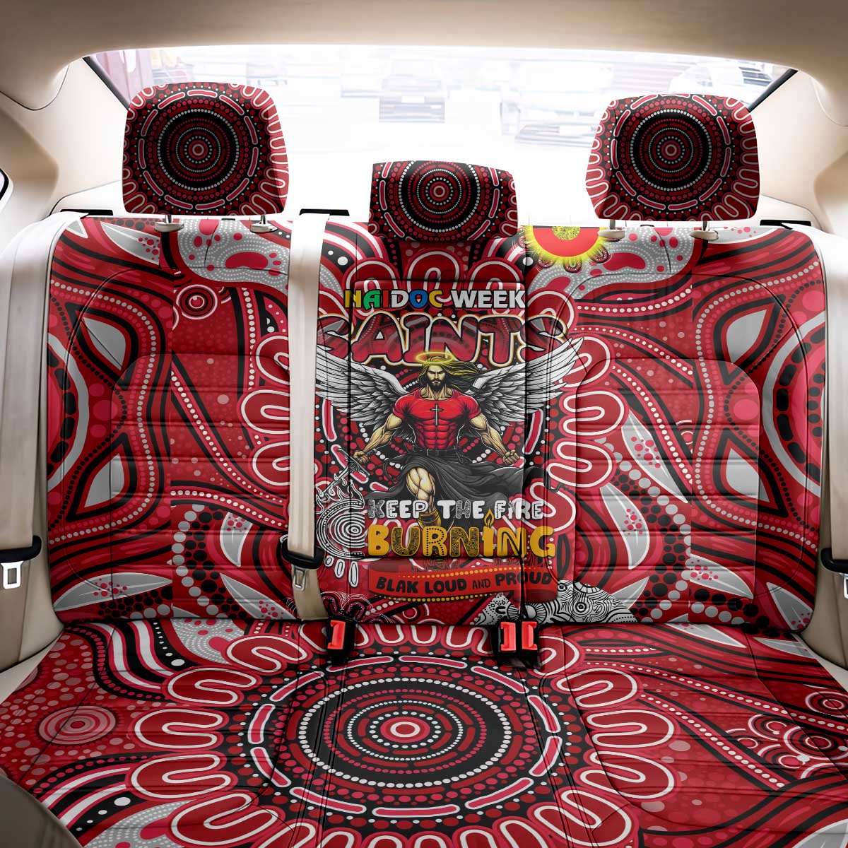 St Kilda Saints NAIDOC Week 2024 Back Car Seat Cover Mascot Football