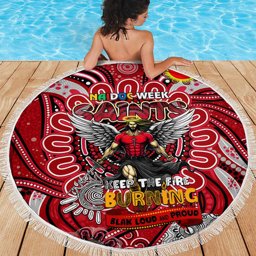 St Kilda Saints NAIDOC Week 2024 Beach Blanket Mascot Football