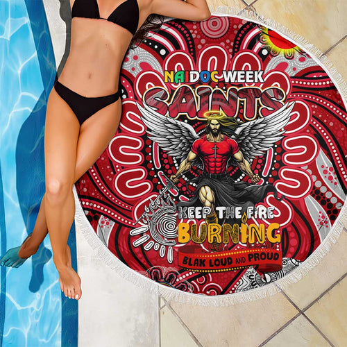 St Kilda Saints NAIDOC Week 2024 Beach Blanket Mascot Football