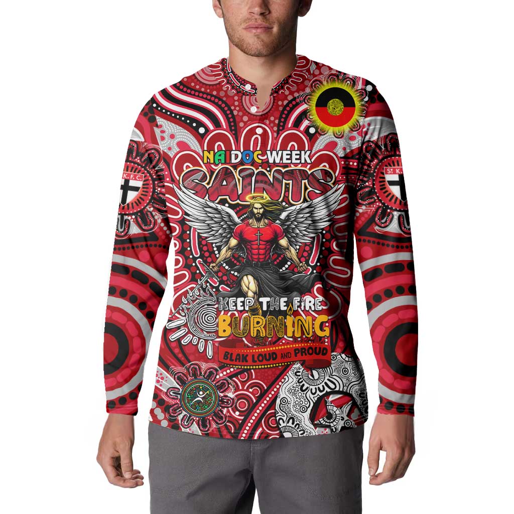 Custom St Kilda Saints NAIDOC Week 2024 Button Sweatshirt Mascot Football