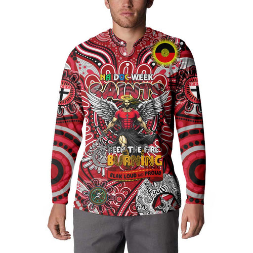 Custom St Kilda Saints NAIDOC Week 2024 Button Sweatshirt Mascot Football