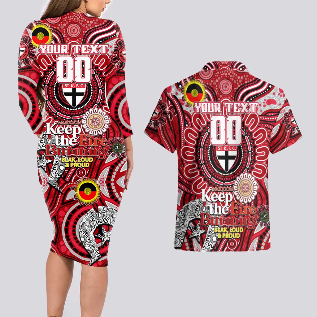 Custom St Kilda Saints NAIDOC Week 2024 Couples Matching Long Sleeve Bodycon Dress and Hawaiian Shirt Mascot Football