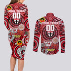 Custom St Kilda Saints NAIDOC Week 2024 Couples Matching Long Sleeve Bodycon Dress and Long Sleeve Button Shirt Mascot Football