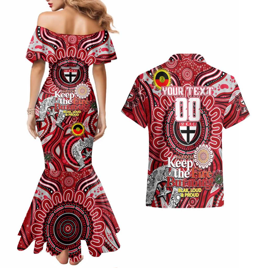 Custom St Kilda Saints NAIDOC Week 2024 Couples Matching Mermaid Dress and Hawaiian Shirt Mascot Football