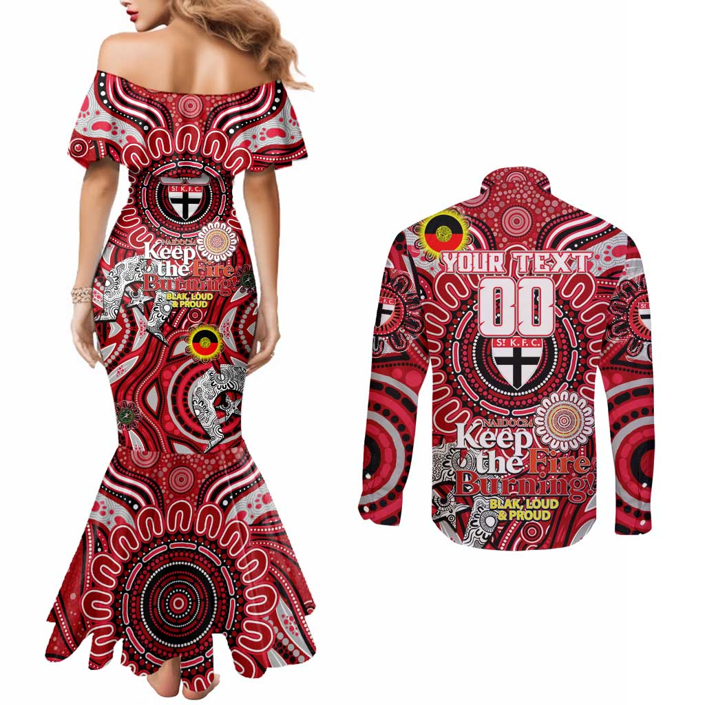 Custom St Kilda Saints NAIDOC Week 2024 Couples Matching Mermaid Dress and Long Sleeve Button Shirt Mascot Football