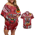 Custom St Kilda Saints NAIDOC Week 2024 Couples Matching Off Shoulder Short Dress and Hawaiian Shirt Mascot Football