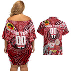 Custom St Kilda Saints NAIDOC Week 2024 Couples Matching Off Shoulder Short Dress and Hawaiian Shirt Mascot Football