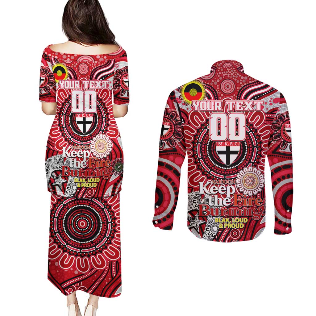 Custom St Kilda Saints NAIDOC Week 2024 Couples Matching Puletasi and Long Sleeve Button Shirt Mascot Football