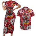Custom St Kilda Saints NAIDOC Week 2024 Couples Matching Short Sleeve Bodycon Dress and Hawaiian Shirt Mascot Football