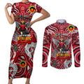 Custom St Kilda Saints NAIDOC Week 2024 Couples Matching Short Sleeve Bodycon Dress and Long Sleeve Button Shirt Mascot Football