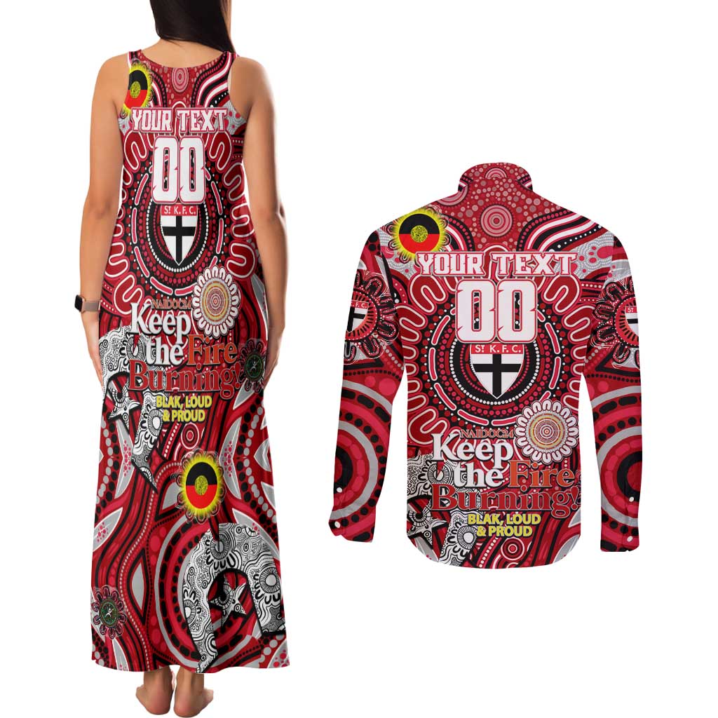 Custom St Kilda Saints NAIDOC Week 2024 Couples Matching Tank Maxi Dress and Long Sleeve Button Shirt Mascot Football