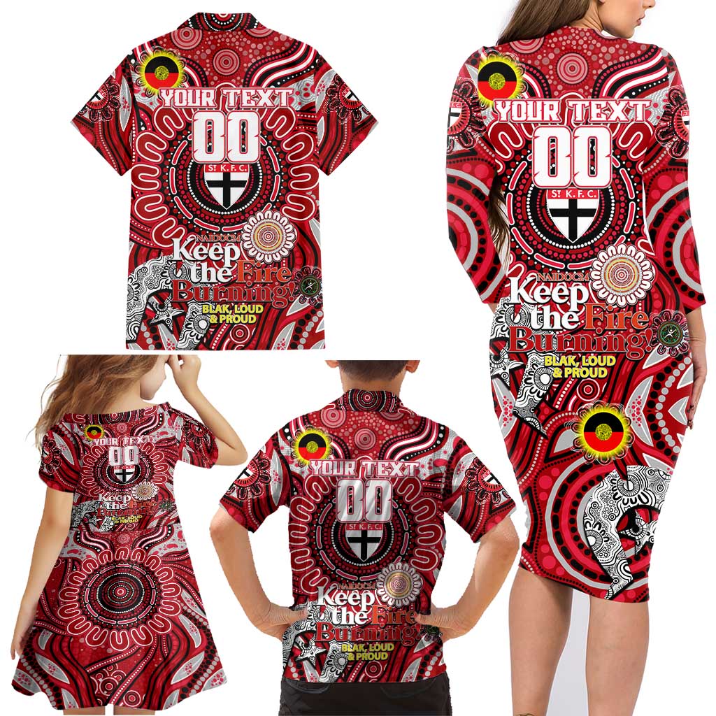 Custom St Kilda Saints NAIDOC Week 2024 Family Matching Long Sleeve Bodycon Dress and Hawaiian Shirt Mascot Football