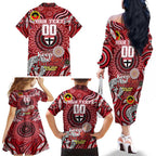 Custom St Kilda Saints NAIDOC Week 2024 Family Matching Off The Shoulder Long Sleeve Dress and Hawaiian Shirt Mascot Football