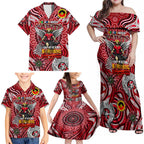 Custom St Kilda Saints NAIDOC Week 2024 Family Matching Off Shoulder Maxi Dress and Hawaiian Shirt Mascot Football