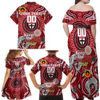 Custom St Kilda Saints NAIDOC Week 2024 Family Matching Off Shoulder Maxi Dress and Hawaiian Shirt Mascot Football