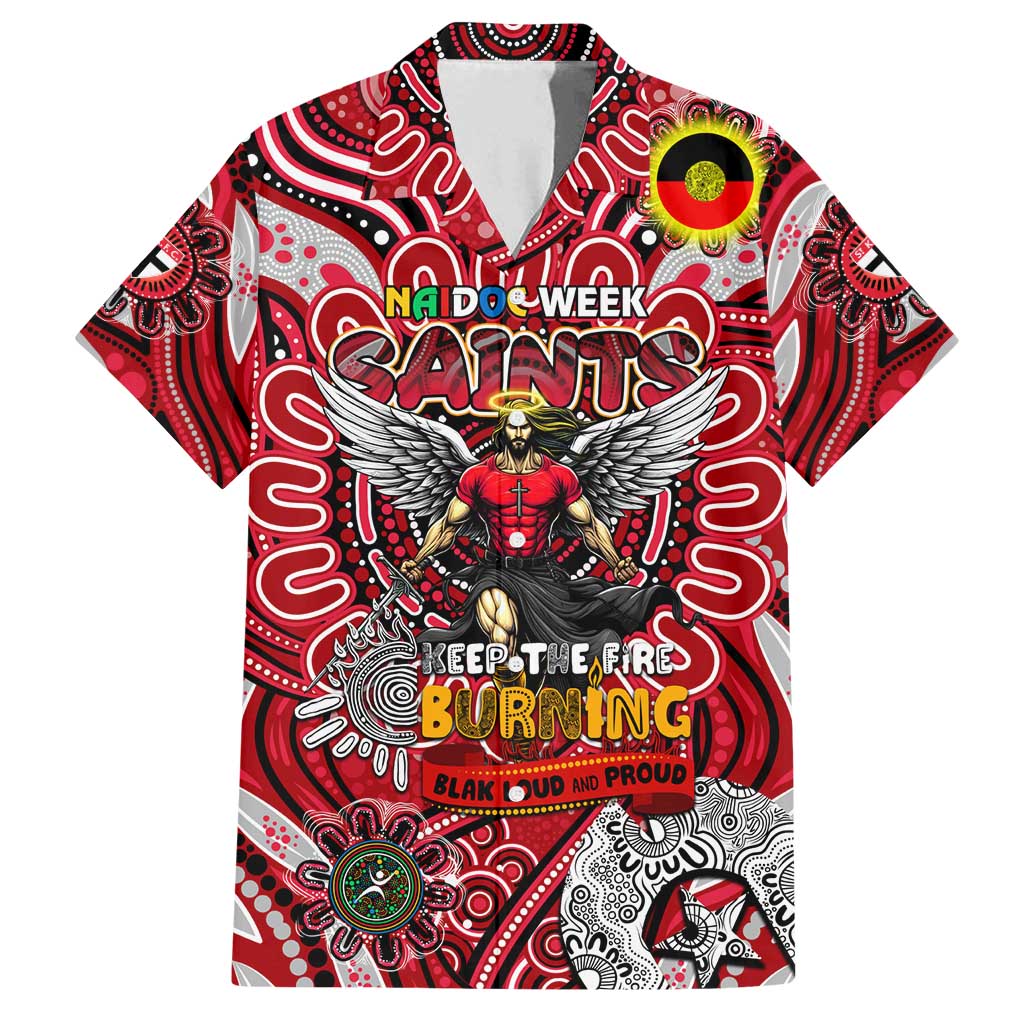 Custom St Kilda Saints NAIDOC Week 2024 Family Matching Off Shoulder Maxi Dress and Hawaiian Shirt Mascot Football