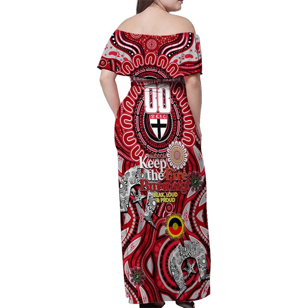 Custom St Kilda Saints NAIDOC Week 2024 Family Matching Off Shoulder Maxi Dress and Hawaiian Shirt Mascot Football