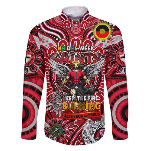 Custom St Kilda Saints NAIDOC Week 2024 Family Matching Off Shoulder Short Dress and Hawaiian Shirt Mascot Football