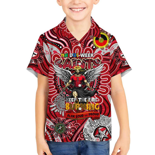 Custom St Kilda Saints NAIDOC Week 2024 Family Matching Off Shoulder Short Dress and Hawaiian Shirt Mascot Football