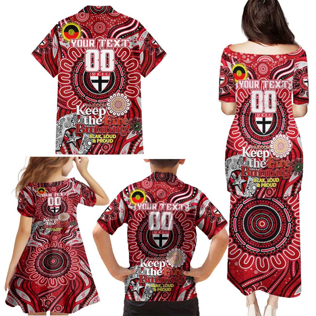 Custom St Kilda Saints NAIDOC Week 2024 Family Matching Puletasi and Hawaiian Shirt Mascot Football