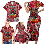 Custom St Kilda Saints NAIDOC Week 2024 Family Matching Short Sleeve Bodycon Dress and Hawaiian Shirt Mascot Football