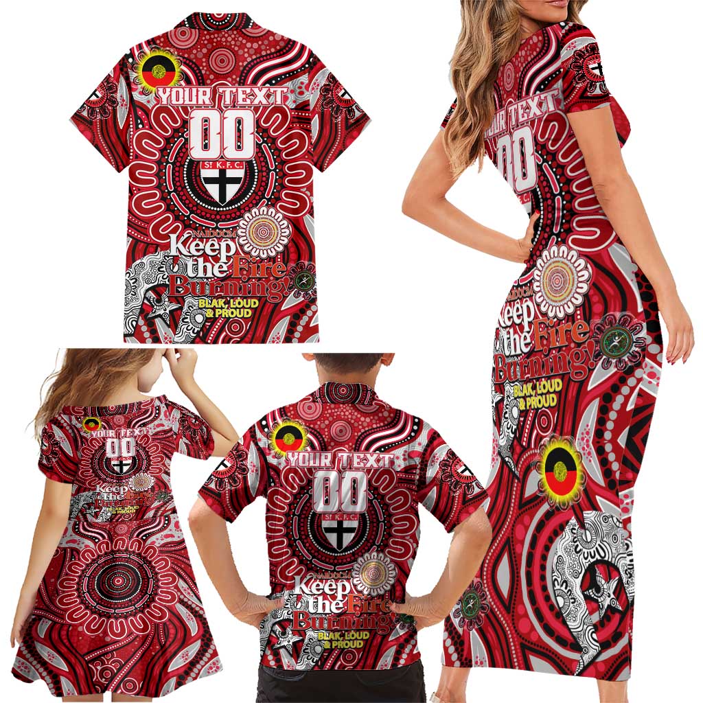Custom St Kilda Saints NAIDOC Week 2024 Family Matching Short Sleeve Bodycon Dress and Hawaiian Shirt Mascot Football