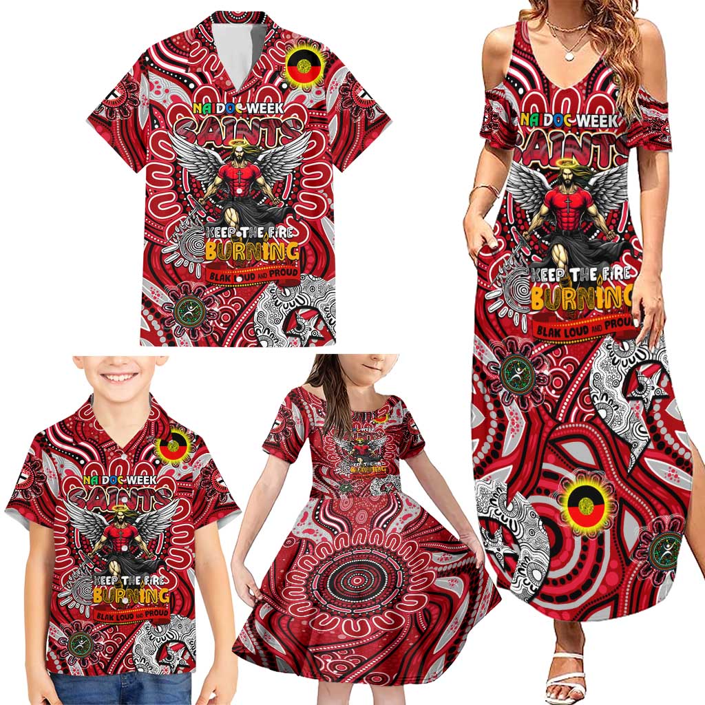 Custom St Kilda Saints NAIDOC Week 2024 Family Matching Summer Maxi Dress and Hawaiian Shirt Mascot Football