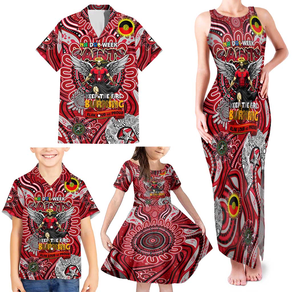 Custom St Kilda Saints NAIDOC Week 2024 Family Matching Tank Maxi Dress and Hawaiian Shirt Mascot Football