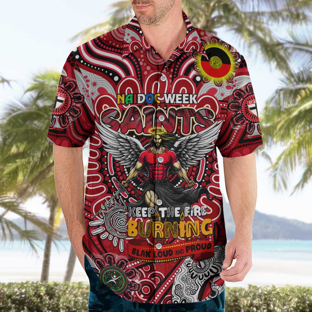 Custom St Kilda Saints NAIDOC Week 2024 Hawaiian Shirt Mascot Football
