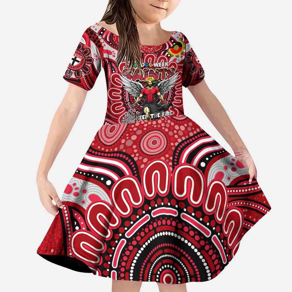 Custom St Kilda Saints NAIDOC Week 2024 Kid Short Sleeve Dress Mascot Football