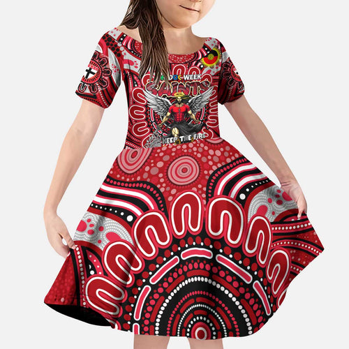 Custom St Kilda Saints NAIDOC Week 2024 Kid Short Sleeve Dress Mascot Football