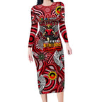 Custom St Kilda Saints NAIDOC Week 2024 Long Sleeve Bodycon Dress Mascot Football