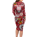 Custom St Kilda Saints NAIDOC Week 2024 Long Sleeve Bodycon Dress Mascot Football