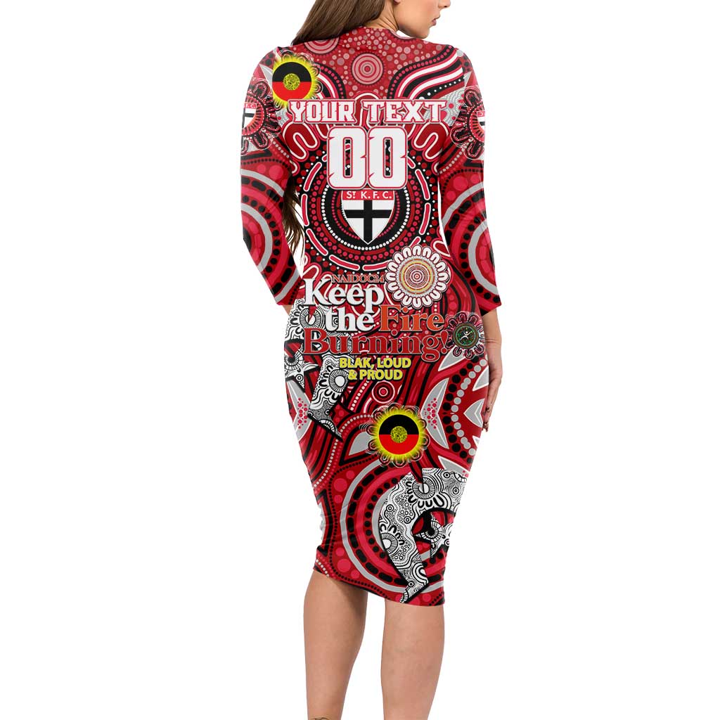 Custom St Kilda Saints NAIDOC Week 2024 Long Sleeve Bodycon Dress Mascot Football
