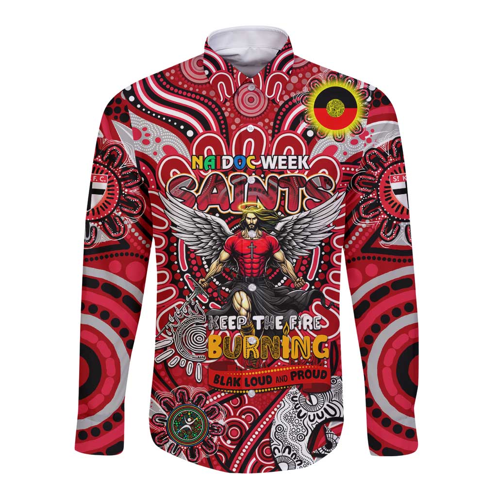 Custom St Kilda Saints NAIDOC Week 2024 Long Sleeve Button Shirt Mascot Football