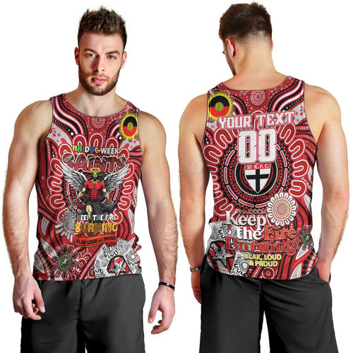 Custom St Kilda Saints NAIDOC Week 2024 Men Tank Top Mascot Football