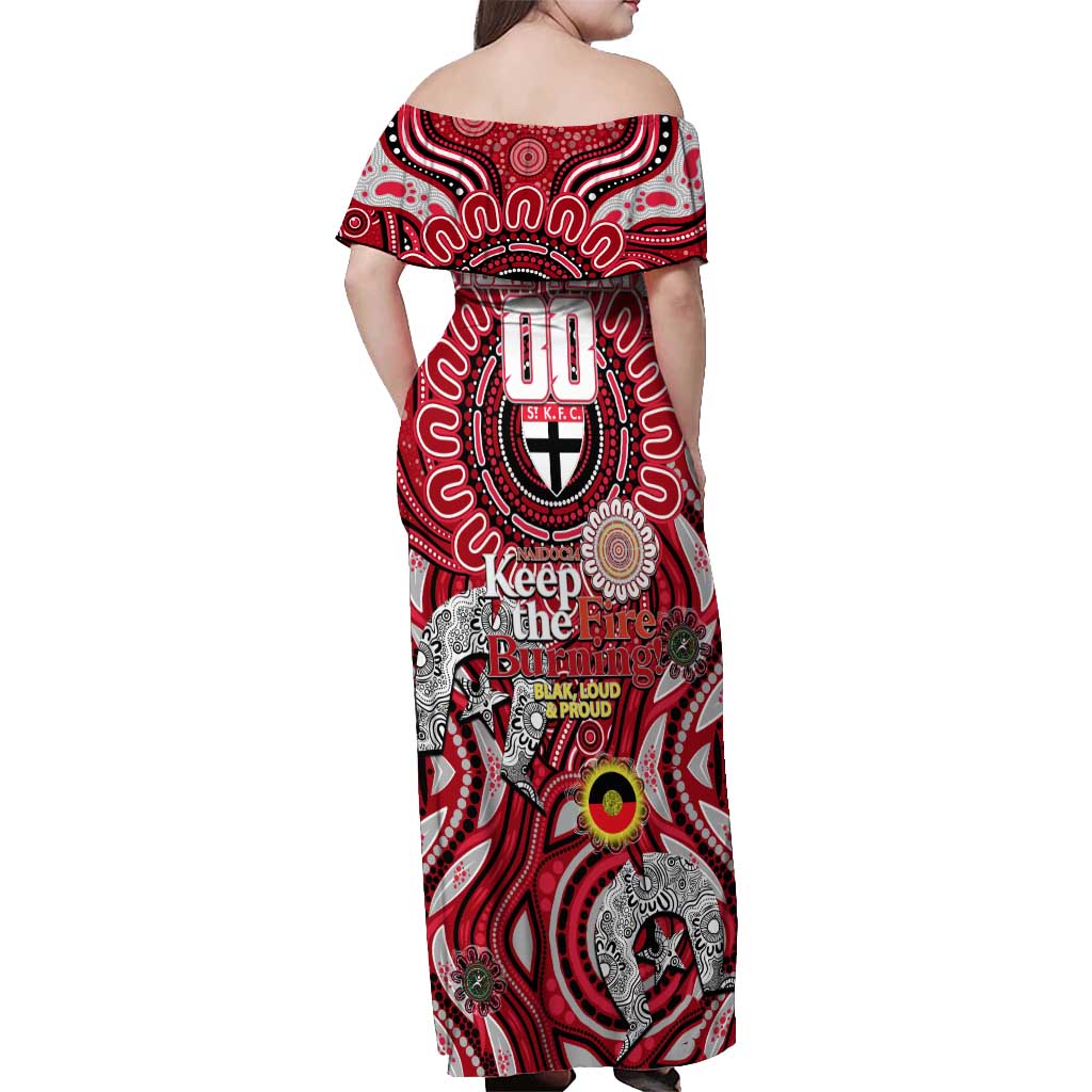 Custom St Kilda Saints NAIDOC Week 2024 Off Shoulder Maxi Dress Mascot Football