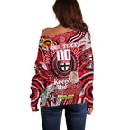 Custom St Kilda Saints NAIDOC Week 2024 Off Shoulder Sweater Mascot Football