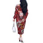Custom St Kilda Saints NAIDOC Week 2024 Off The Shoulder Long Sleeve Dress Mascot Football