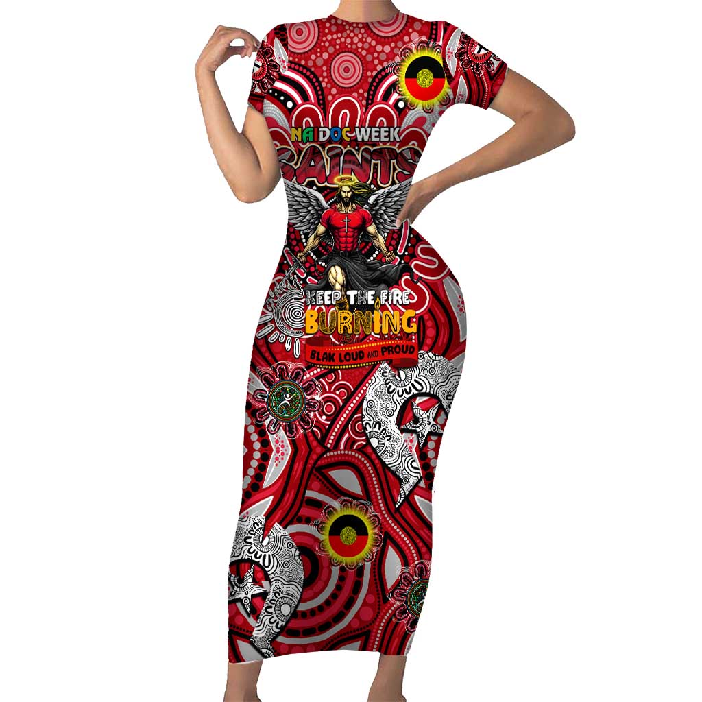 Custom St Kilda Saints NAIDOC Week 2024 Short Sleeve Bodycon Dress Mascot Football