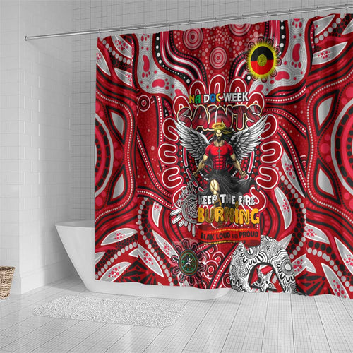 St Kilda Saints NAIDOC Week 2024 Shower Curtain Mascot Football