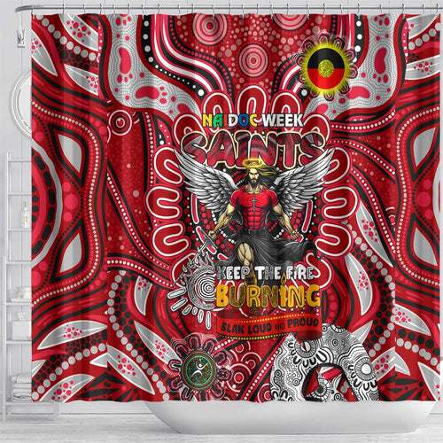 St Kilda Saints NAIDOC Week 2024 Shower Curtain Mascot Football